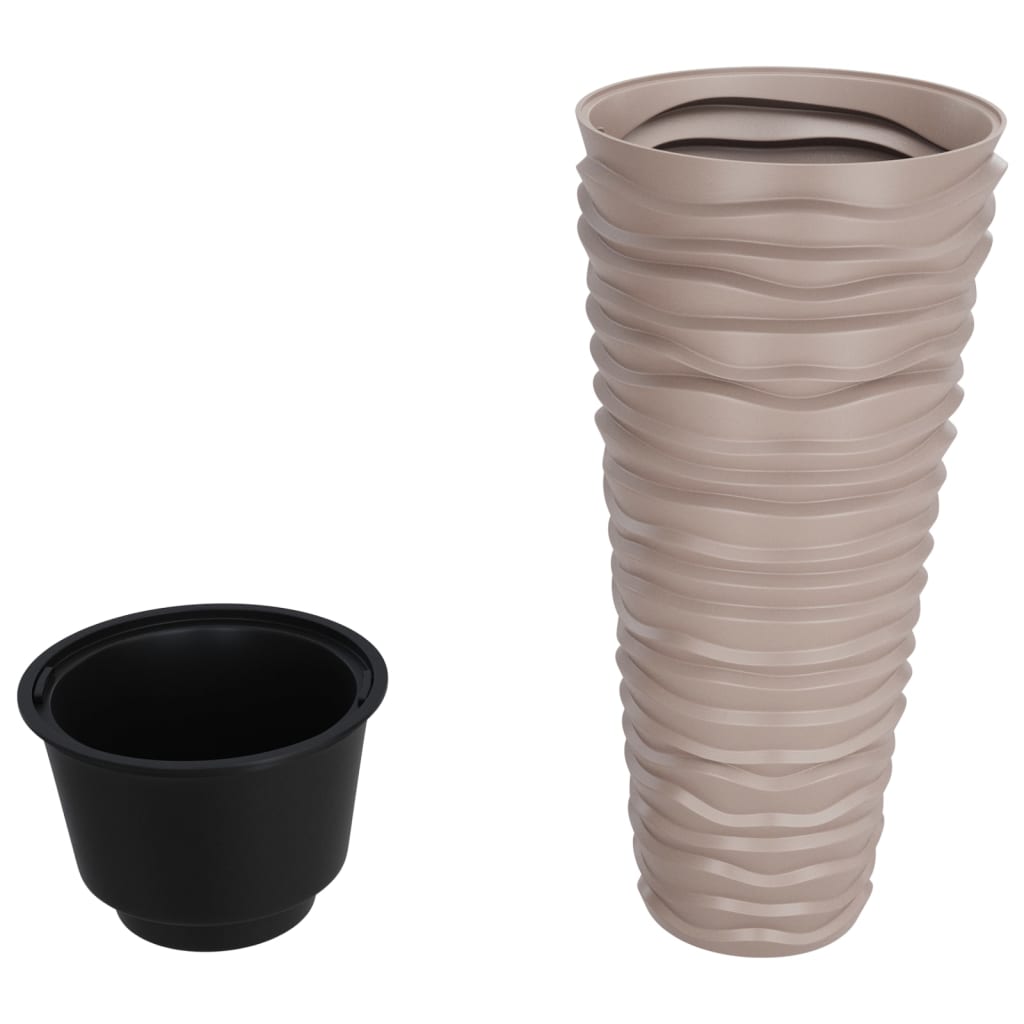Plantenbak met uitneembare bak geribbeld 18/45 L PP mokkakleur is nu te koop bij PeponiXL, paradijselijk wonen!