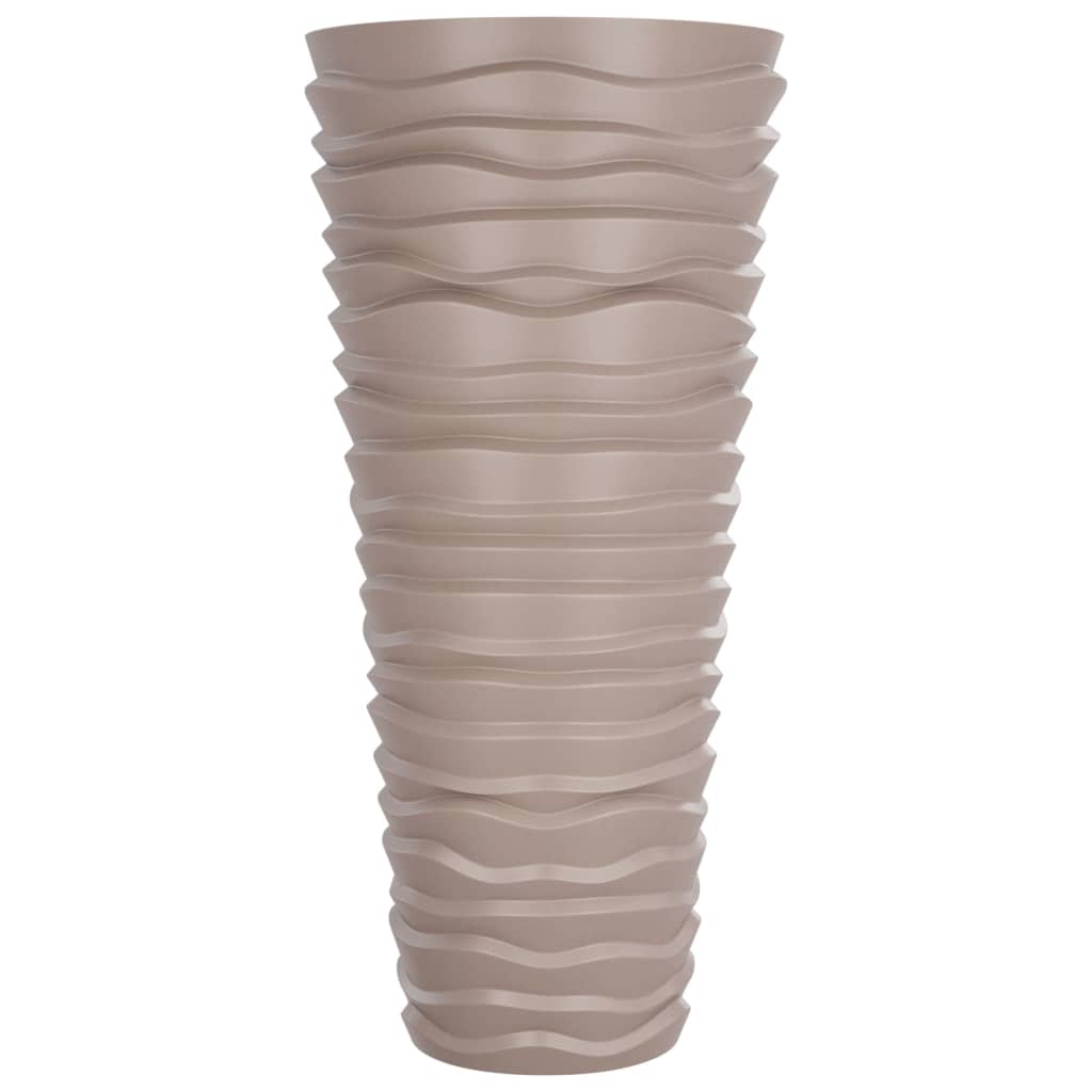 Plantenbak met uitneembare bak geribbeld 18/45 L PP mokkakleur is nu te koop bij PeponiXL, paradijselijk wonen!