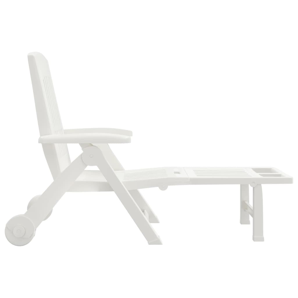Ligbed met wielen inklapbaar PP wit is nu te koop bij PeponiXL, paradijselijk wonen!