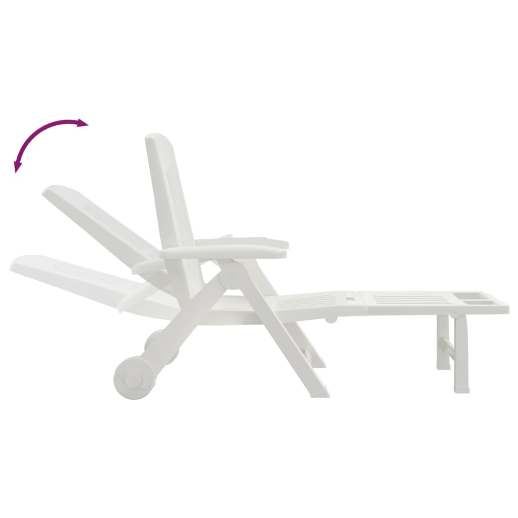 Ligbed met wielen inklapbaar PP wit is nu te koop bij PeponiXL, paradijselijk wonen!