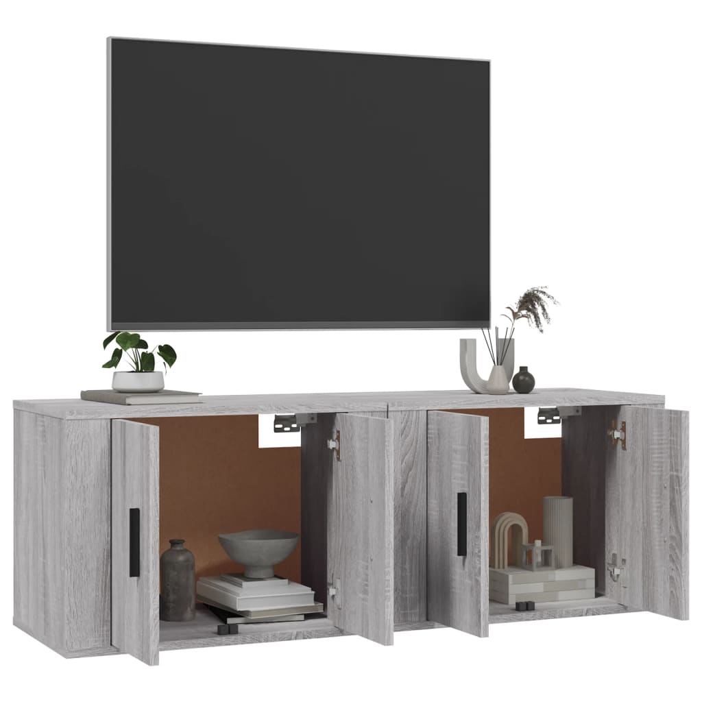 Tv-wandmeubels 2 st 57x34,5x40 cm grijs sonoma eikenkleurig is nu te koop bij PeponiXL, paradijselijk wonen!