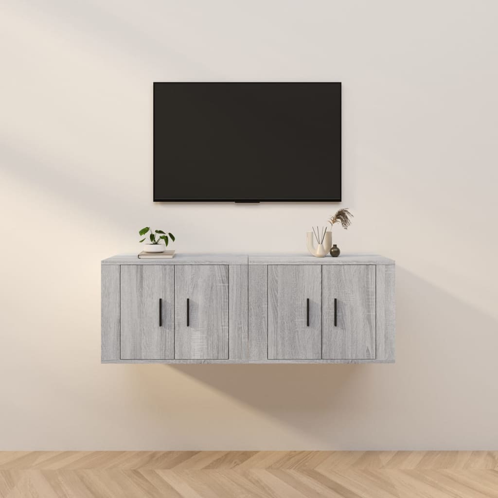 Tv-wandmeubels 2 st 57x34,5x40 cm grijs sonoma eikenkleurig is nu te koop bij PeponiXL, paradijselijk wonen!