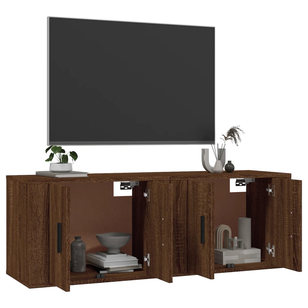 Tv-wandmeubels 2 st 57x34,5x40 cm bruin eikenkleur is nu te koop bij PeponiXL, paradijselijk wonen!