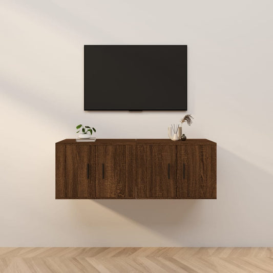 Tv-wandmeubels 2 st 57x34,5x40 cm bruin eikenkleur is nu te koop bij PeponiXL, paradijselijk wonen!
