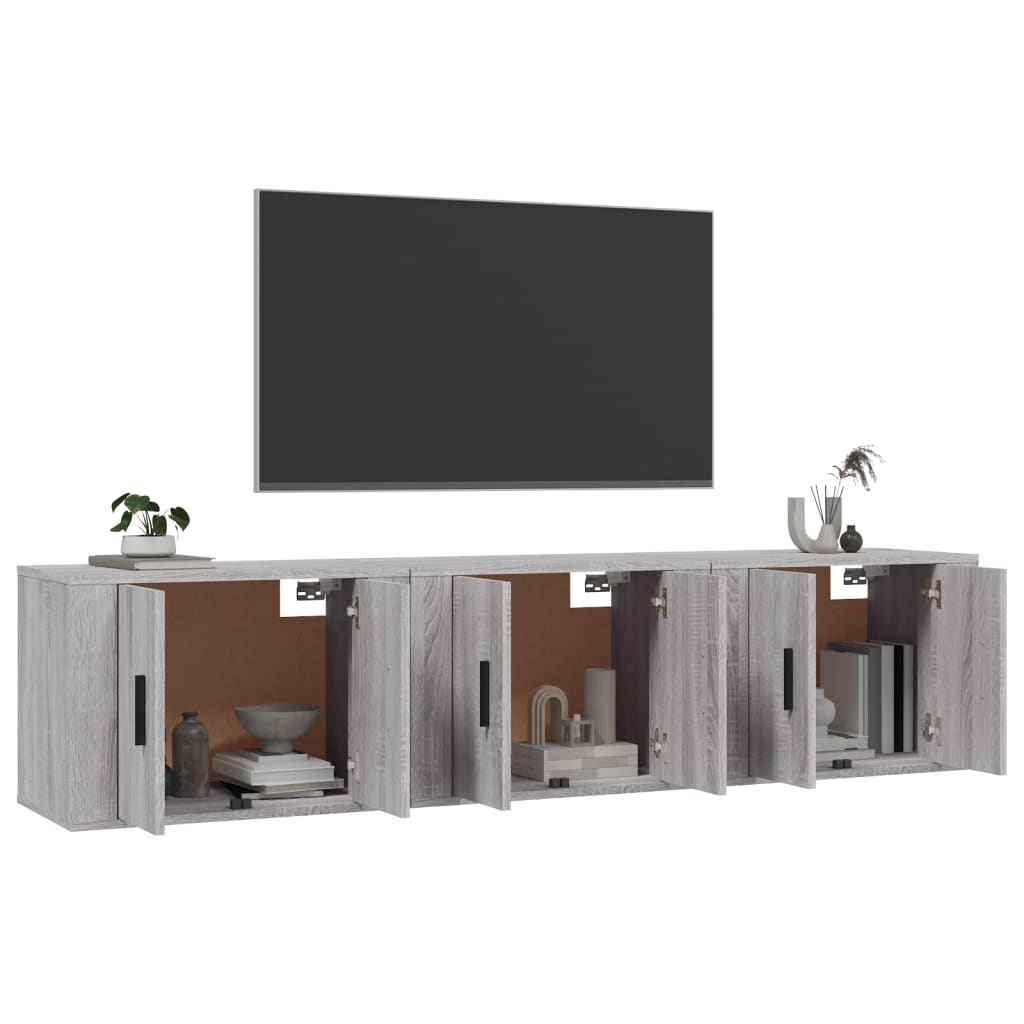 Tv-wandmeubels 3 st 57x34,5x40 cm grijs sonoma eikenkleurig is nu te koop bij PeponiXL, paradijselijk wonen!