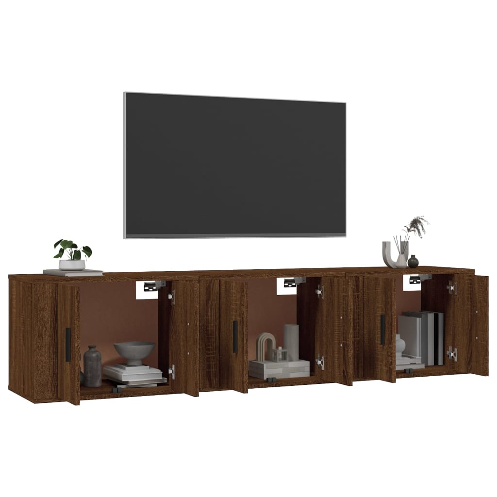 Tv-wandmeubels 3 st 57x34,5x40 cm bruin eikenkleur is nu te koop bij PeponiXL, paradijselijk wonen!