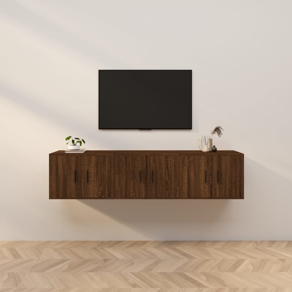 Tv-wandmeubels 3 st 57x34,5x40 cm bruin eikenkleur is nu te koop bij PeponiXL, paradijselijk wonen!