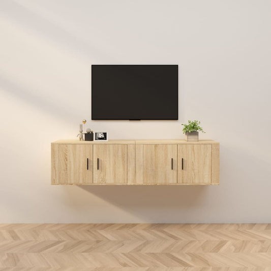 Tv-wandmeubels 2 st 80x34,5x40 cm sonoma eikenkleurig is nu te koop bij PeponiXL, paradijselijk wonen!