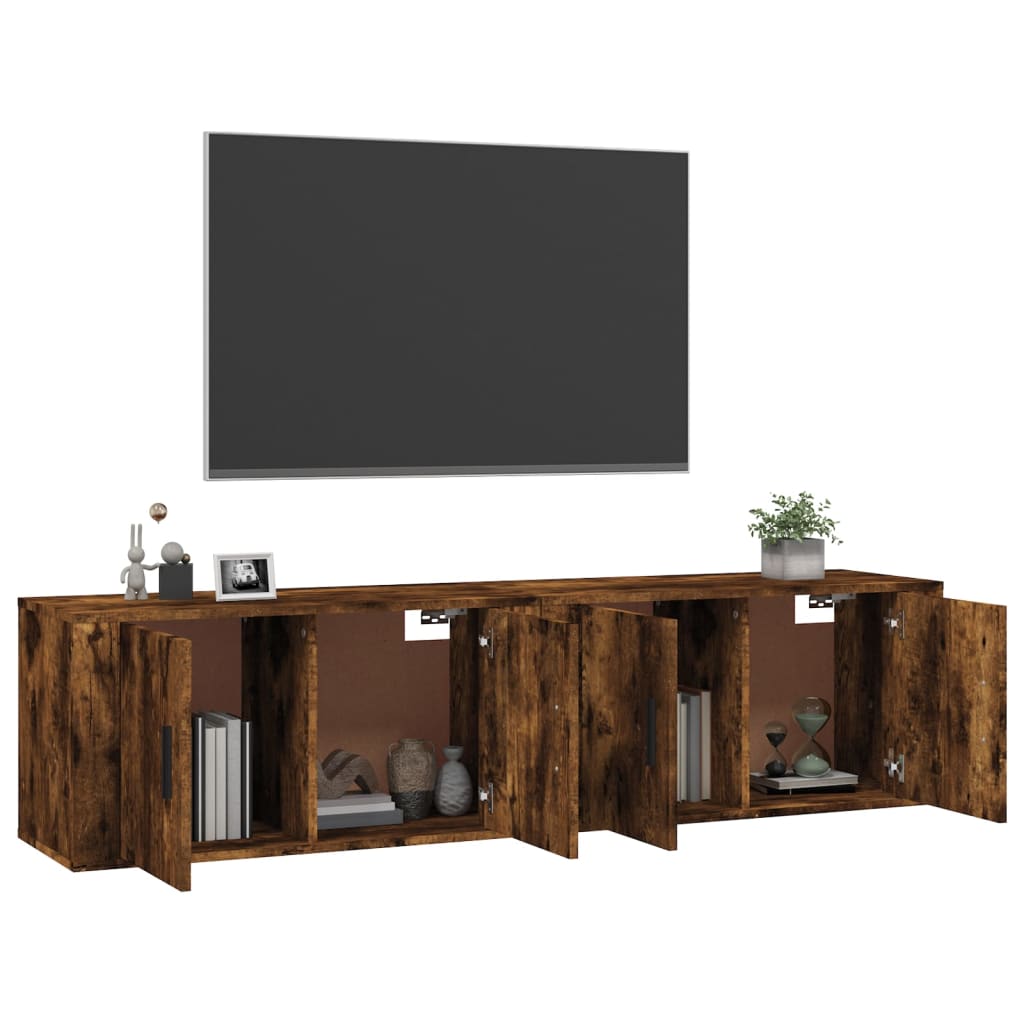 Tv-wandmeubels 2 st 80x34,5x40 cm gerookt eikenkleurig is nu te koop bij PeponiXL, paradijselijk wonen!
