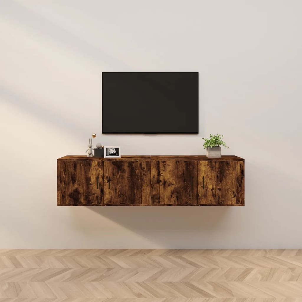 Tv-wandmeubels 2 st 80x34,5x40 cm gerookt eikenkleurig is nu te koop bij PeponiXL, paradijselijk wonen!