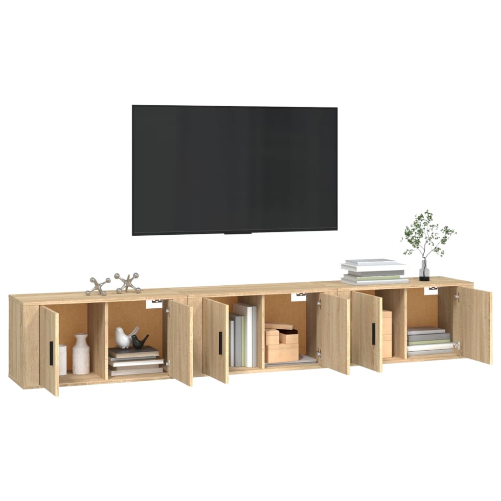 Tv-wandmeubels 3 st 80x34,5x40 cm sonoma eikenkleurig is nu te koop bij PeponiXL, paradijselijk wonen!