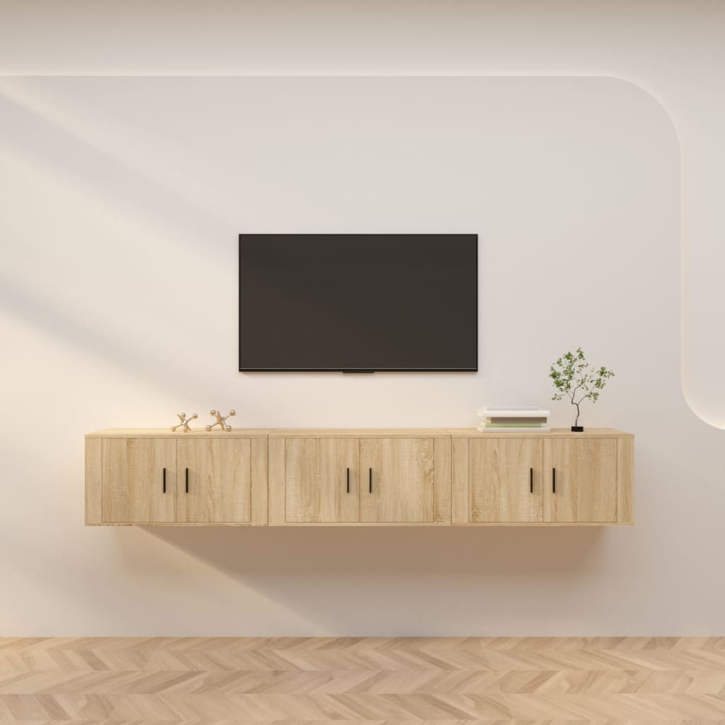 Tv-wandmeubels 3 st 80x34,5x40 cm sonoma eikenkleurig is nu te koop bij PeponiXL, paradijselijk wonen!