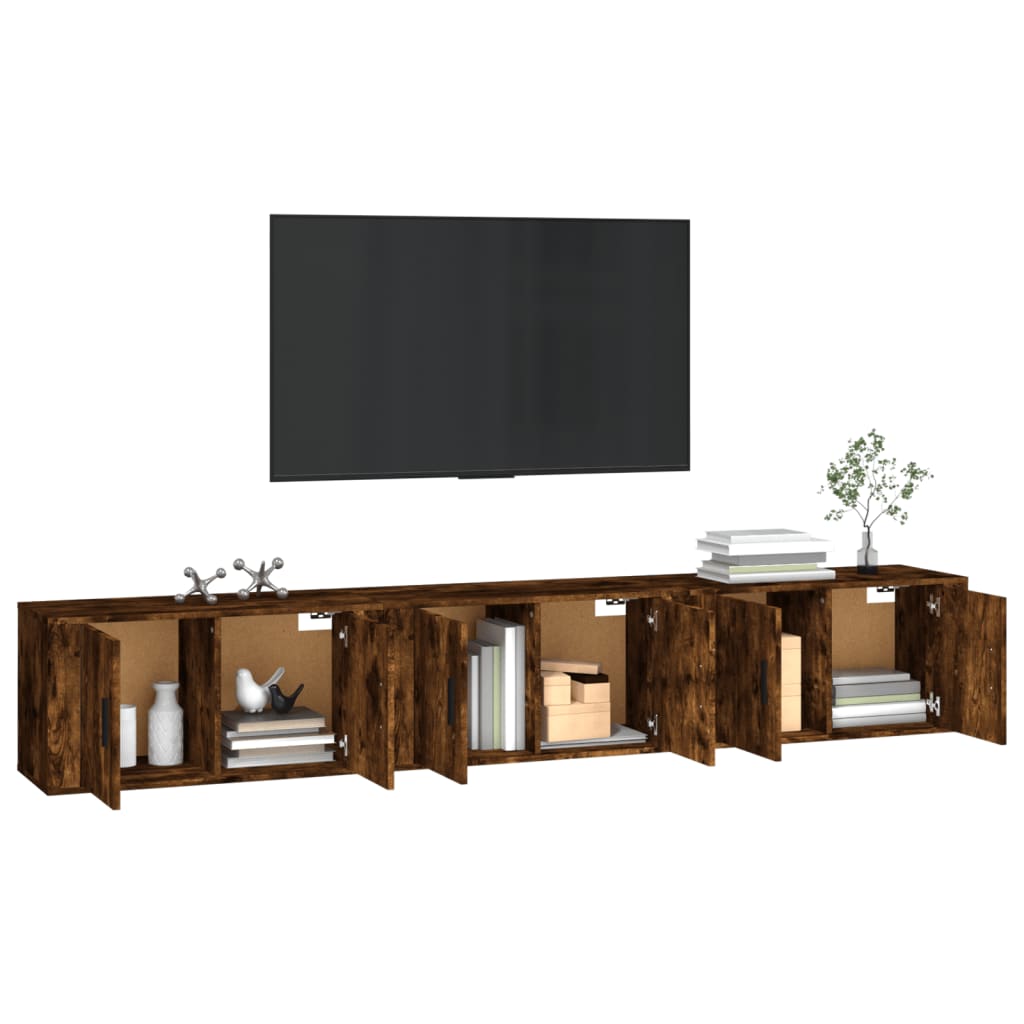 Tv-wandmeubels 3 st 80x34,5x40 cm gerookt eikenkleurig is nu te koop bij PeponiXL, paradijselijk wonen!