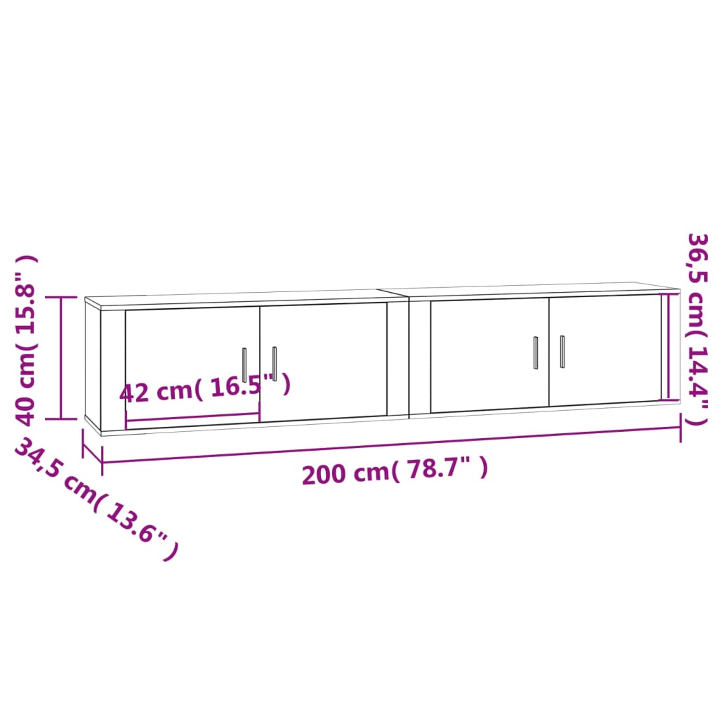 Tv-wandmeubels 2 st 100x34,5x40 cm betongrijs is nu te koop bij PeponiXL, paradijselijk wonen!