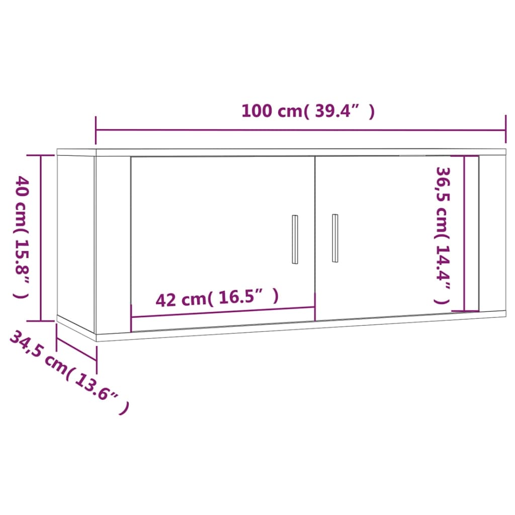 Tv-wandmeubels 2 st 100x34,5x40 cm betongrijs is nu te koop bij PeponiXL, paradijselijk wonen!