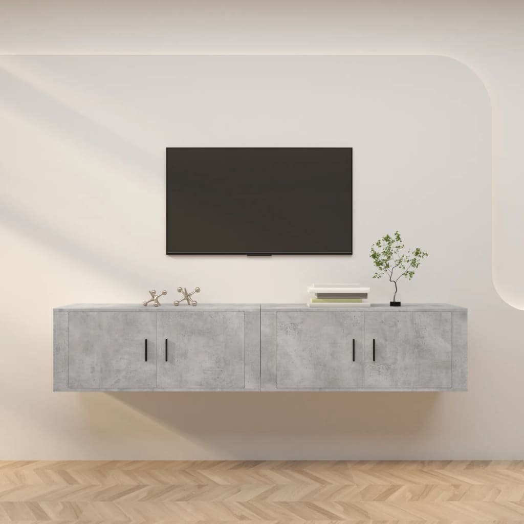 Tv-wandmeubels 2 st 100x34,5x40 cm betongrijs is nu te koop bij PeponiXL, paradijselijk wonen!