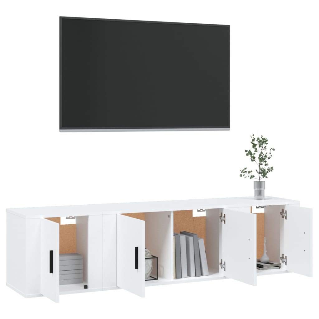 3-delige Tv-meubelset bewerkt hout wit is nu te koop bij PeponiXL, paradijselijk wonen!