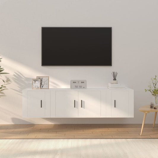 3-delige Tv-meubelset bewerkt hout wit is nu te koop bij PeponiXL, paradijselijk wonen!