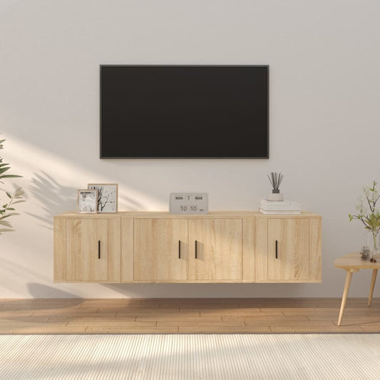 3-delige Tv-meubelset bewerkt hout sonoma eikenkleurig is nu te koop bij PeponiXL, paradijselijk wonen!