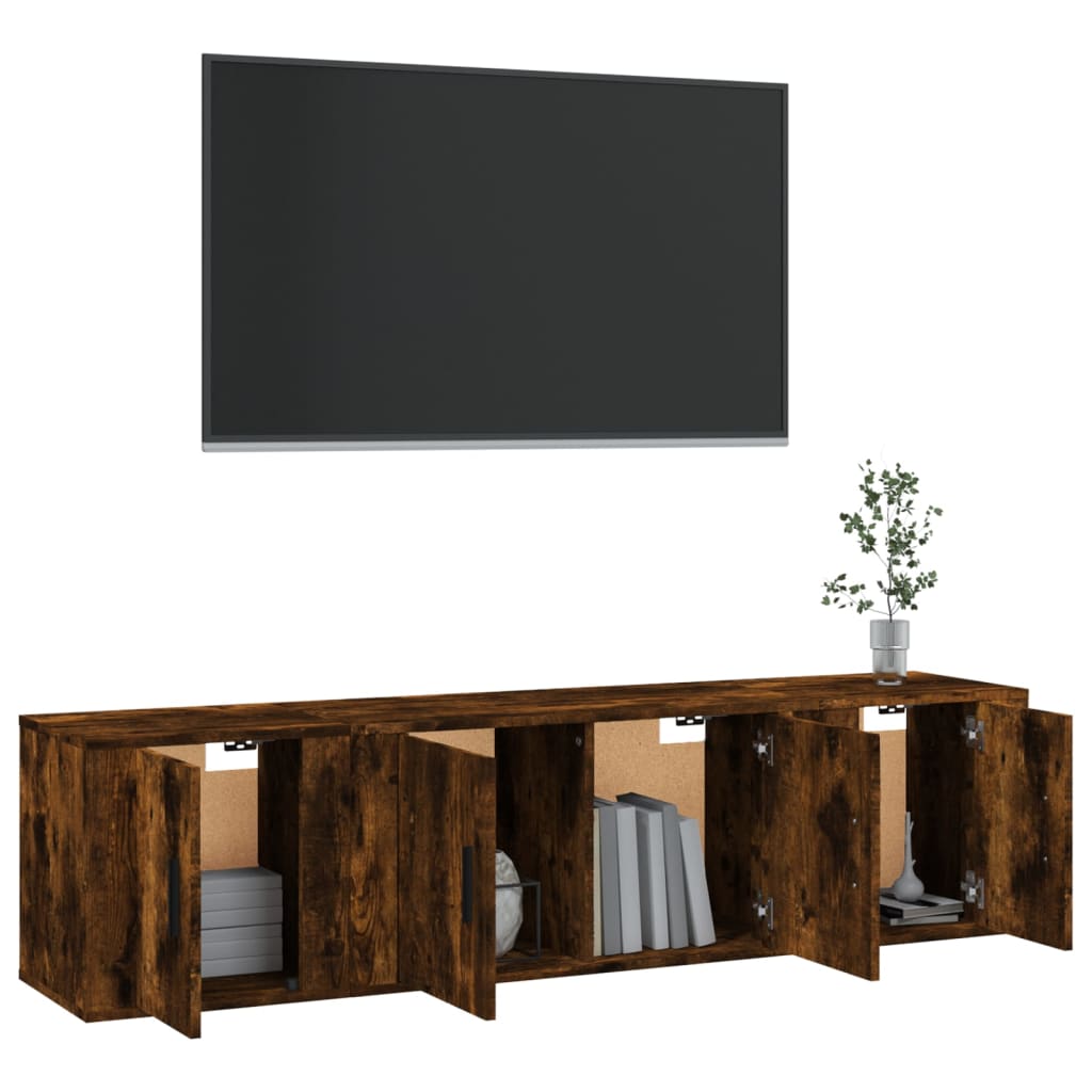 3-delige Tv-meubelset bewerkt hout gerookt eikenkleurig is nu te koop bij PeponiXL, paradijselijk wonen!