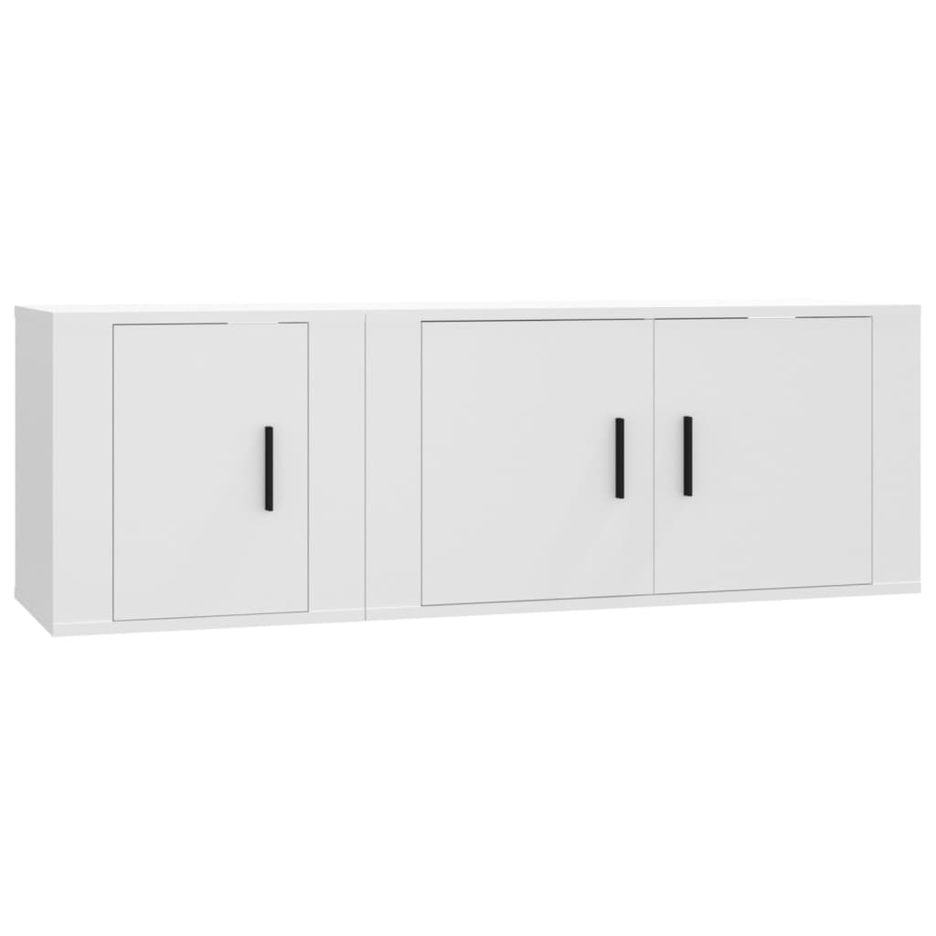 2-delige Tv-meubelset bewerkt hout wit is nu te koop bij PeponiXL, paradijselijk wonen!