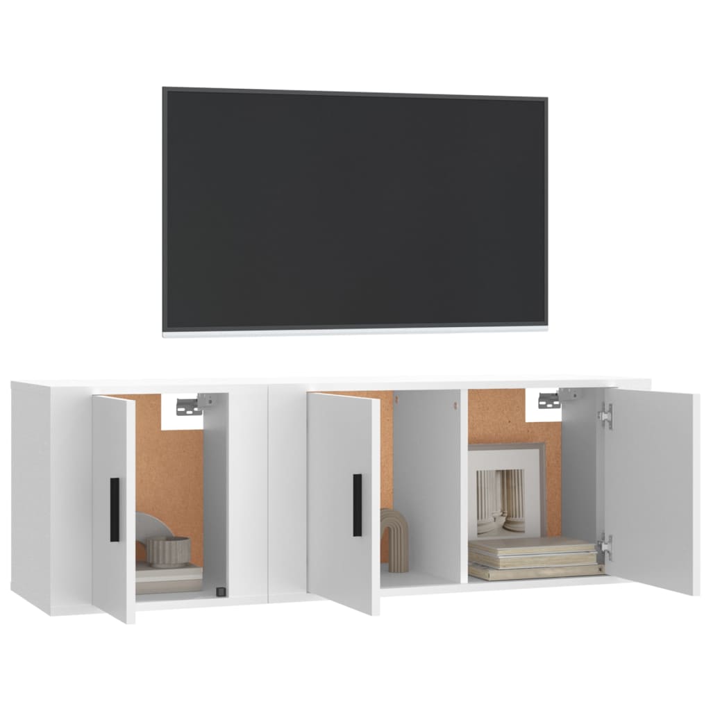 2-delige Tv-meubelset bewerkt hout wit is nu te koop bij PeponiXL, paradijselijk wonen!