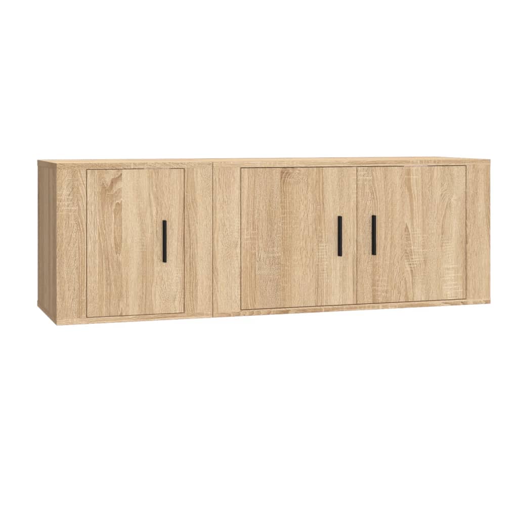 2-delige Tv-meubelset bewerkt hout sonoma eikenkleurig is nu te koop bij PeponiXL, paradijselijk wonen!