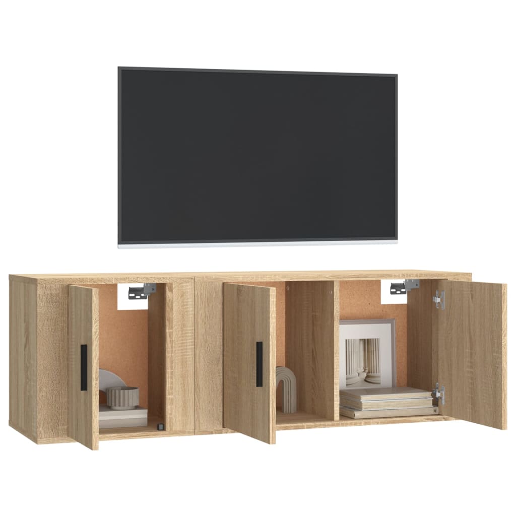 2-delige Tv-meubelset bewerkt hout sonoma eikenkleurig is nu te koop bij PeponiXL, paradijselijk wonen!