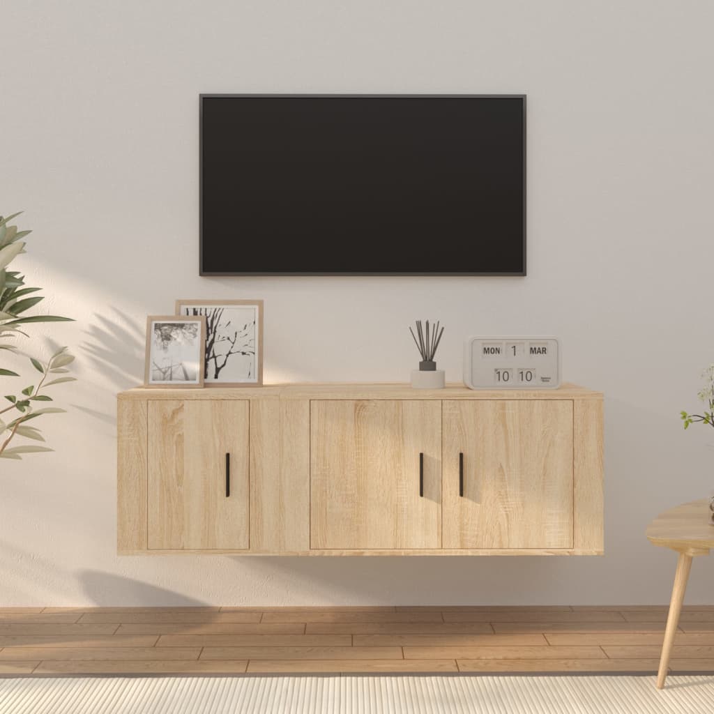2-delige Tv-meubelset bewerkt hout sonoma eikenkleurig is nu te koop bij PeponiXL, paradijselijk wonen!