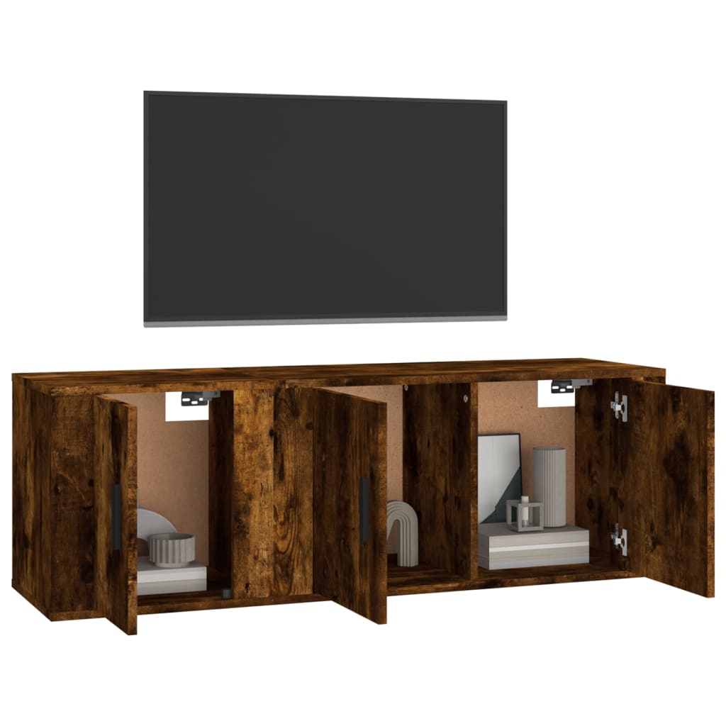 2-delige Tv-meubelset bewerkt hout gerookt eikenkleurig is nu te koop bij PeponiXL, paradijselijk wonen!