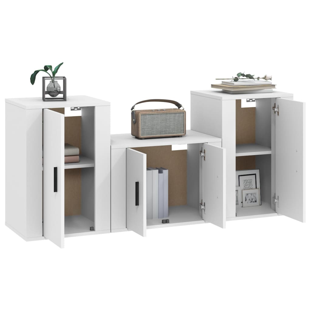 3-delige Tv-meubelset bewerkt hout wit is nu te koop bij PeponiXL, paradijselijk wonen!