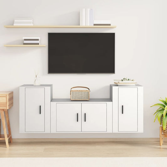 3-delige Tv-meubelset bewerkt hout wit is nu te koop bij PeponiXL, paradijselijk wonen!