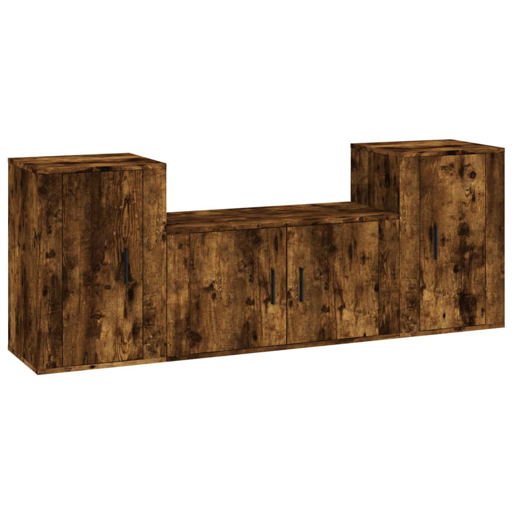 3-delige Tv-meubelset bewerkt hout gerookt eikenkleurig is nu te koop bij PeponiXL, paradijselijk wonen!