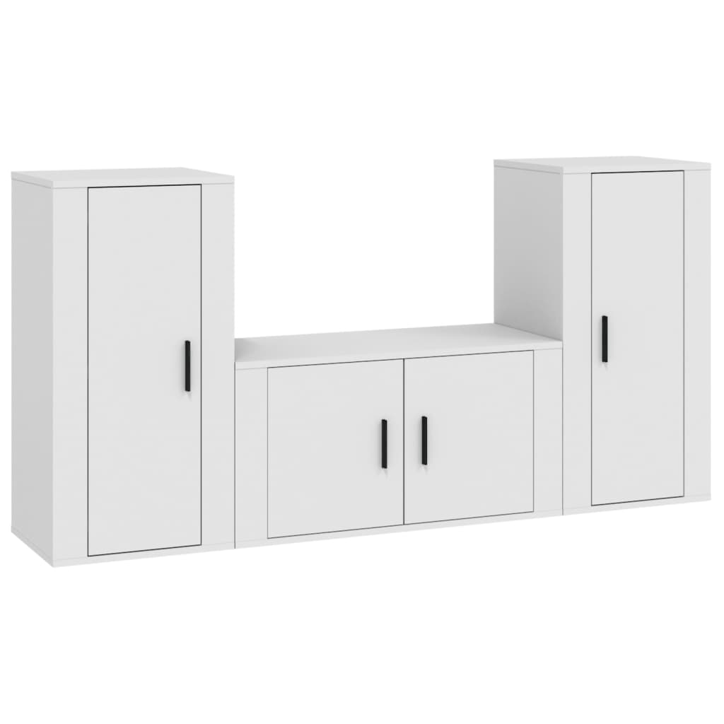 3-delige Tv-meubelset bewerkt hout wit is nu te koop bij PeponiXL, paradijselijk wonen!