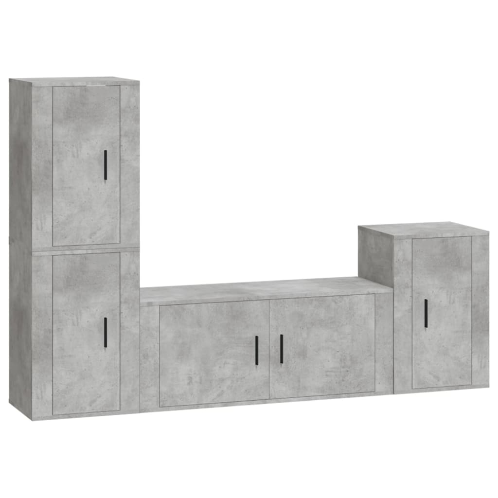 4-delige Tv-meubelset bewerkt hout betongrijs is nu te koop bij PeponiXL, paradijselijk wonen!