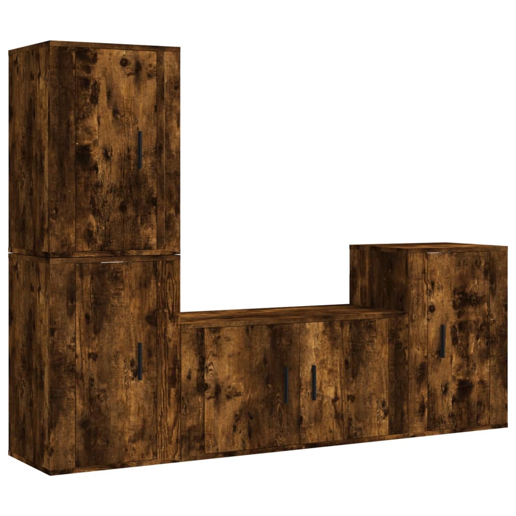 4-delige Tv-meubelset bewerkt hout gerookt eikenkleurig is nu te koop bij PeponiXL, paradijselijk wonen!