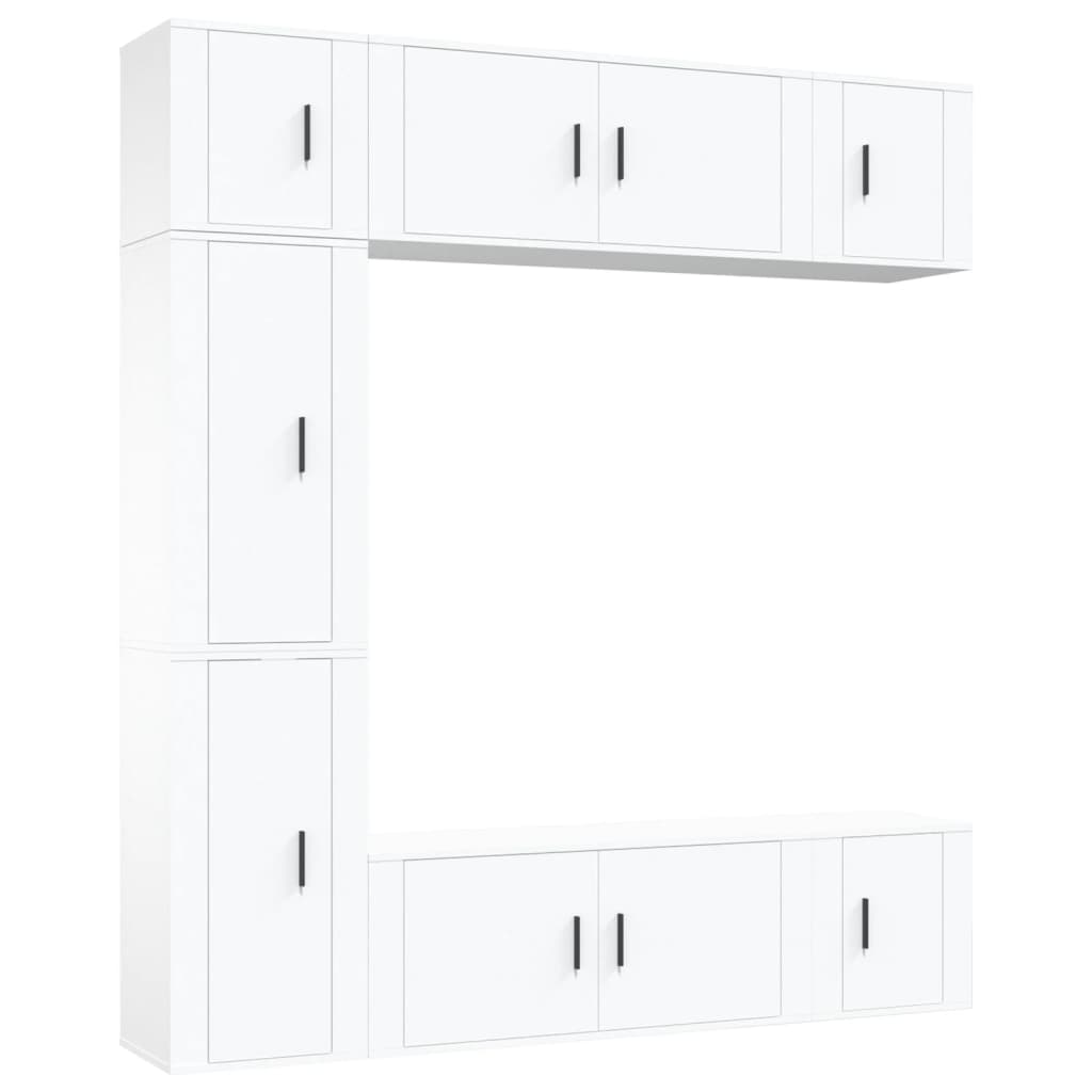 7-delige Tv-meubelset bewerkt hout wit is nu te koop bij PeponiXL, paradijselijk wonen!