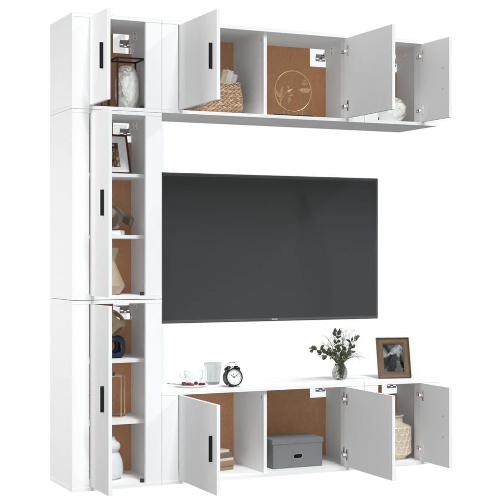 7-delige Tv-meubelset bewerkt hout wit is nu te koop bij PeponiXL, paradijselijk wonen!