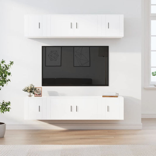 6-delige Tv-meubelset bewerkt hout wit is nu te koop bij PeponiXL, paradijselijk wonen!