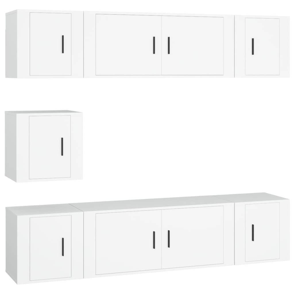 7-delige Tv-meubelset bewerkt hout wit is nu te koop bij PeponiXL, paradijselijk wonen!