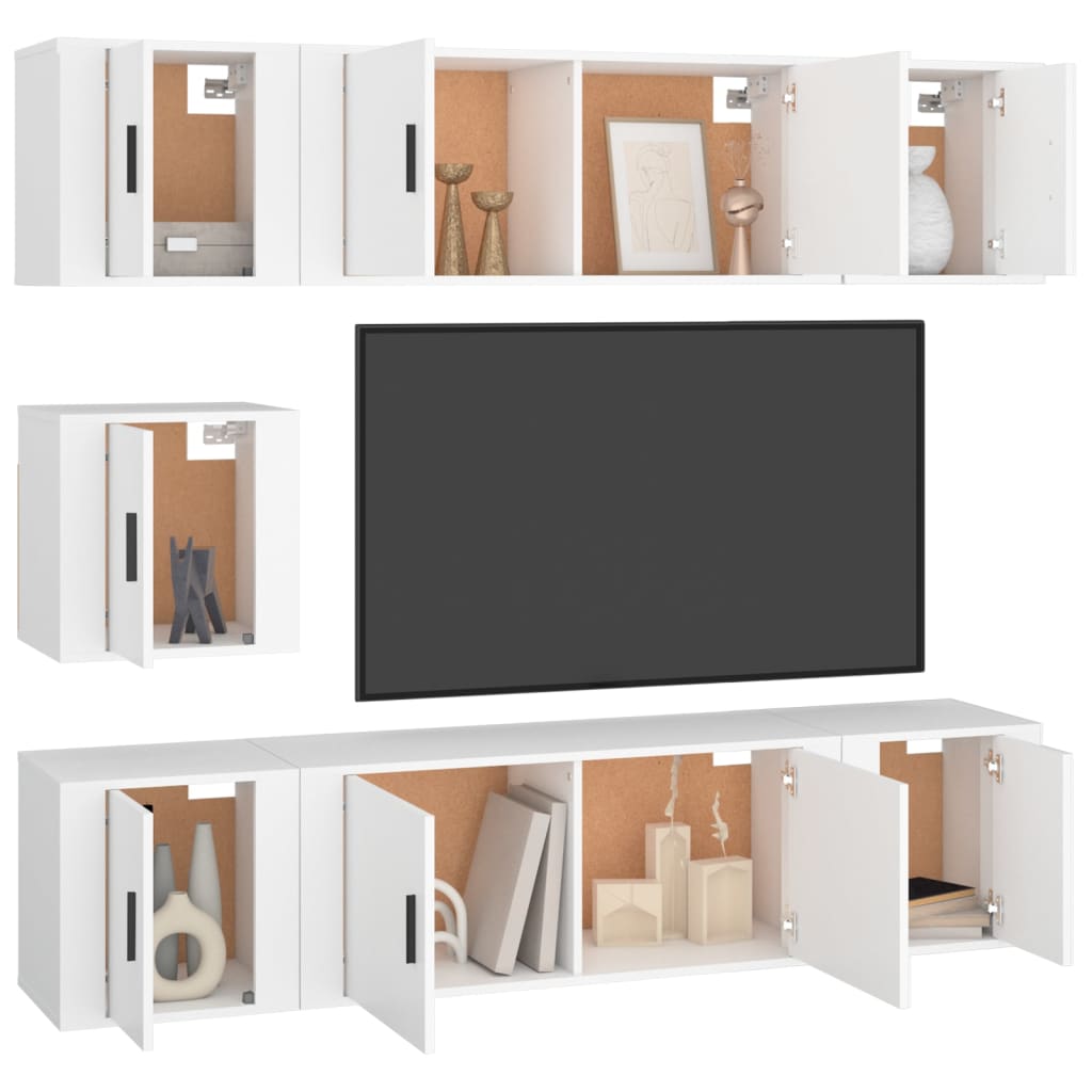 7-delige Tv-meubelset bewerkt hout wit is nu te koop bij PeponiXL, paradijselijk wonen!