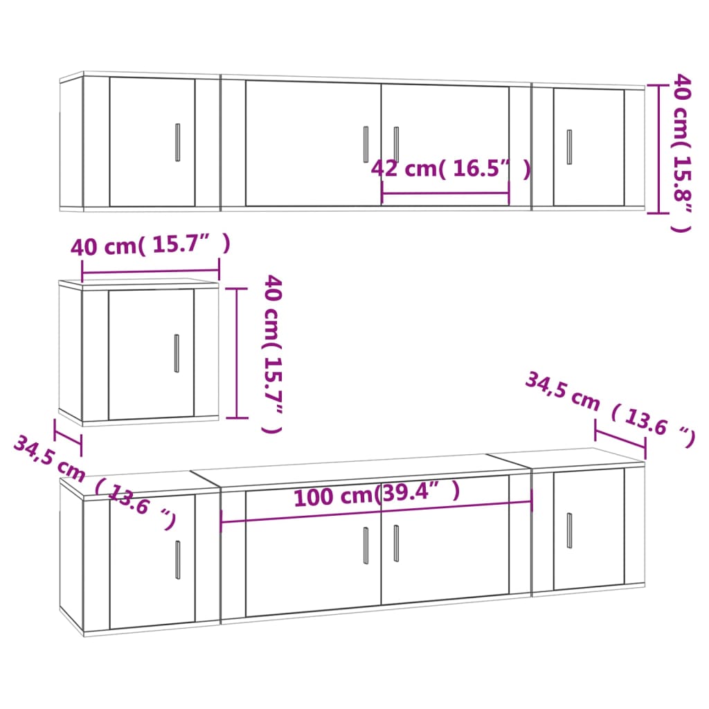 7-delige Tv-meubelset bewerkt hout wit is nu te koop bij PeponiXL, paradijselijk wonen!