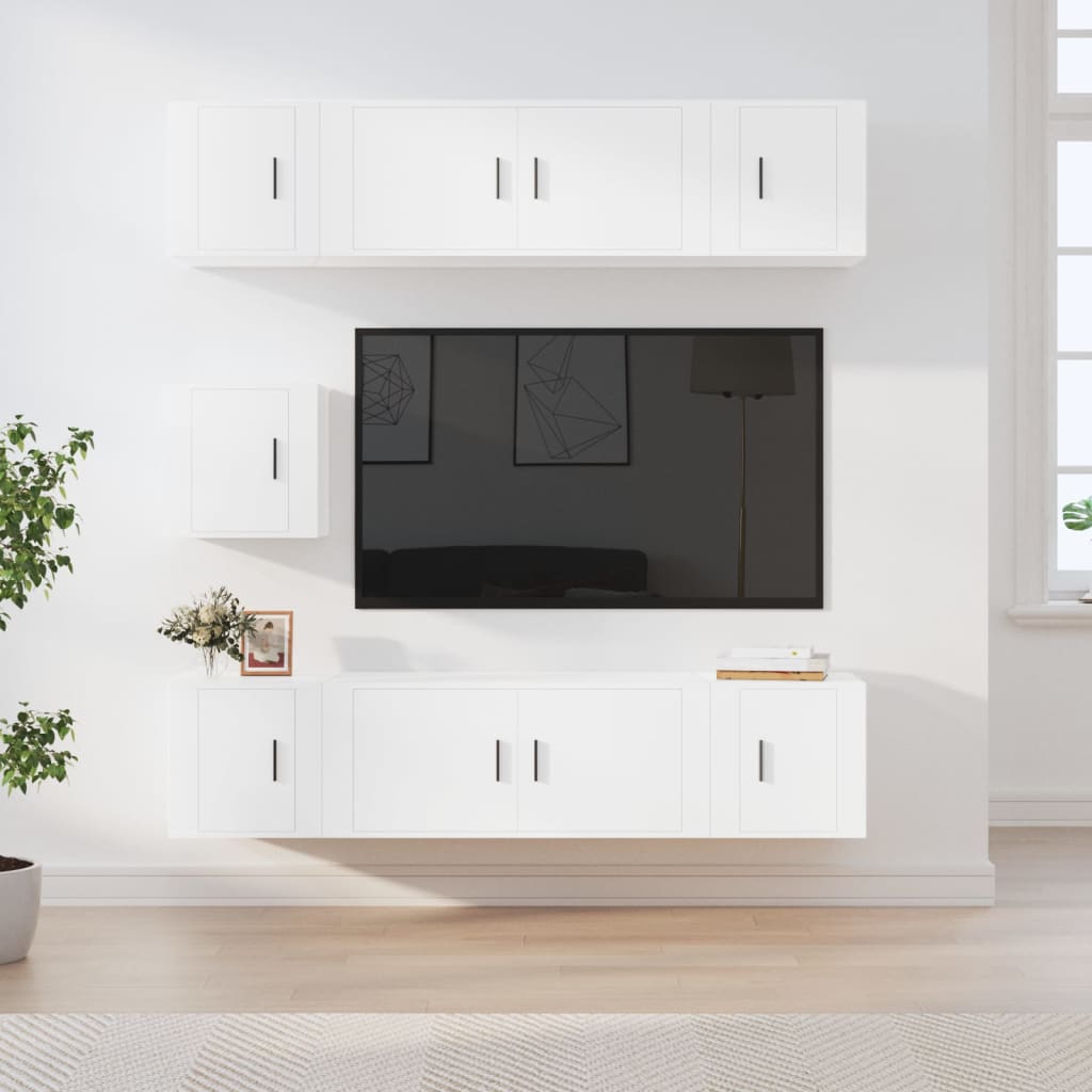 7-delige Tv-meubelset bewerkt hout wit is nu te koop bij PeponiXL, paradijselijk wonen!