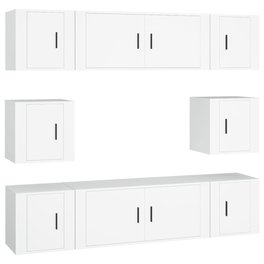 8-delige Tv-meubelset bewerkt hout wit is nu te koop bij PeponiXL, paradijselijk wonen!