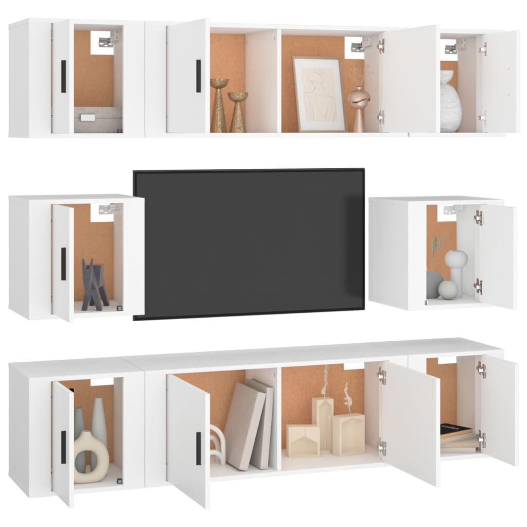 8-delige Tv-meubelset bewerkt hout wit is nu te koop bij PeponiXL, paradijselijk wonen!