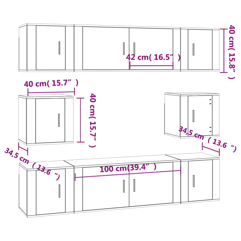 8-delige Tv-meubelset bewerkt hout wit is nu te koop bij PeponiXL, paradijselijk wonen!