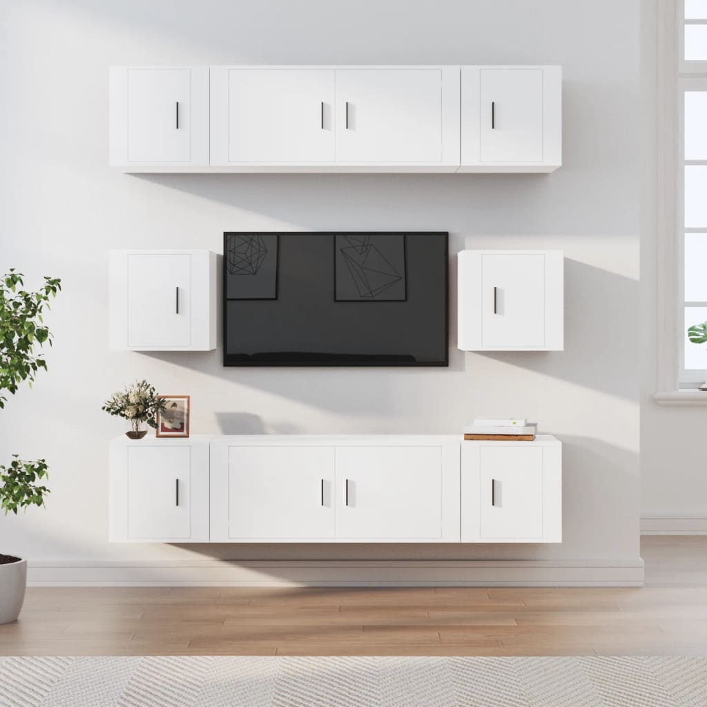 8-delige Tv-meubelset bewerkt hout wit is nu te koop bij PeponiXL, paradijselijk wonen!