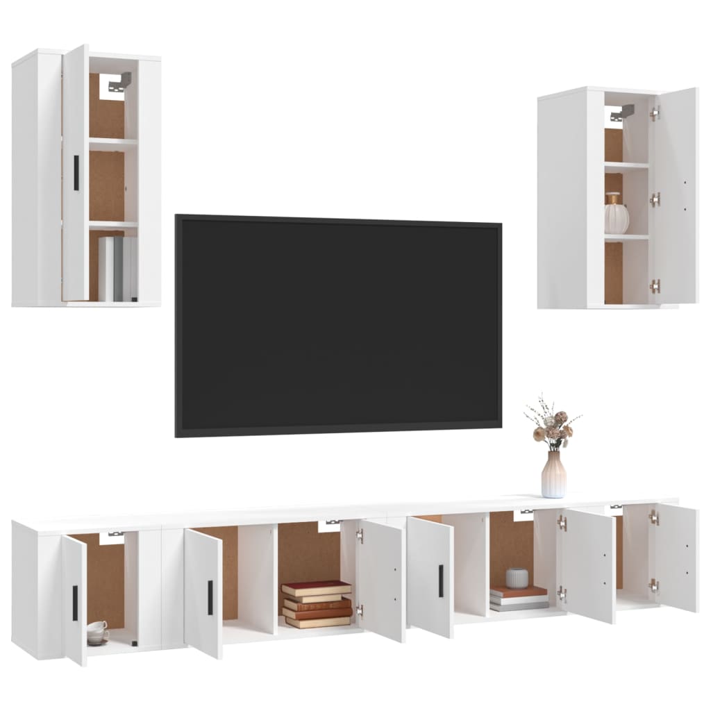 6-delige Tv-meubelset bewerkt hout wit is nu te koop bij PeponiXL, paradijselijk wonen!