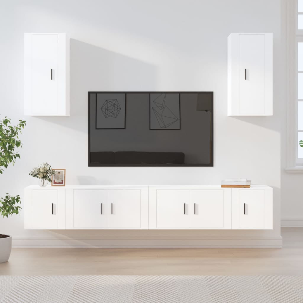 6-delige Tv-meubelset bewerkt hout wit is nu te koop bij PeponiXL, paradijselijk wonen!
