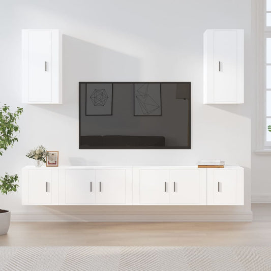 6-delige Tv-meubelset bewerkt hout wit is nu te koop bij PeponiXL, paradijselijk wonen!